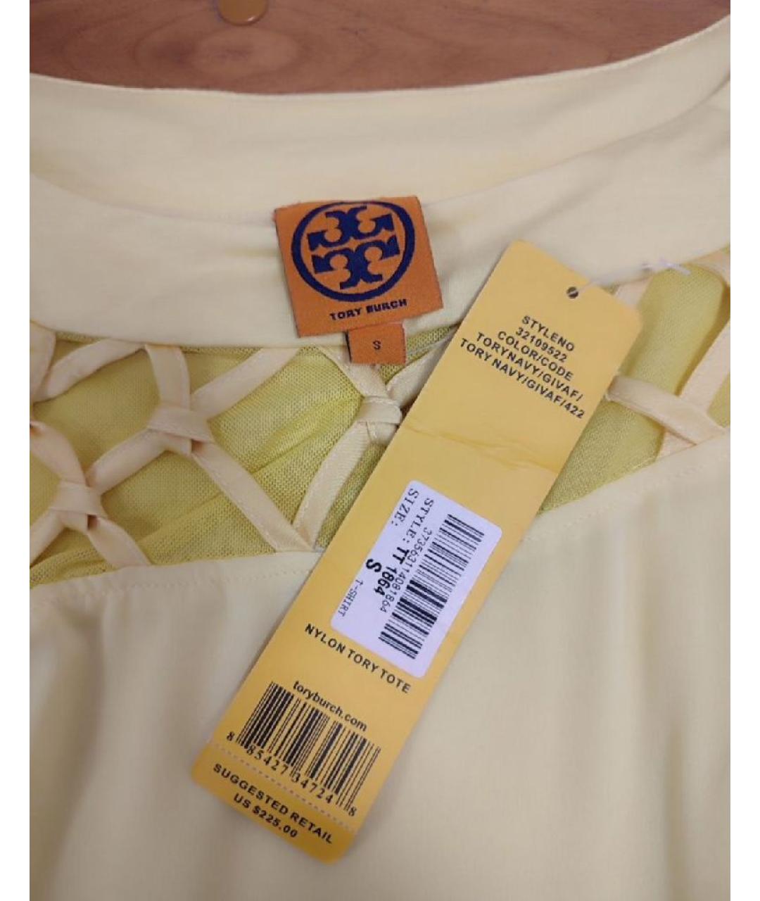 TORY BURCH Желтая хлопко-эластановая блузы, фото 3