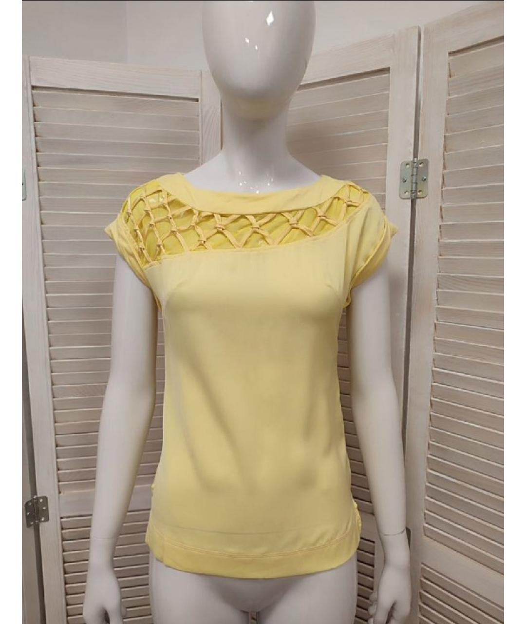 TORY BURCH Желтая хлопко-эластановая блузы, фото 7