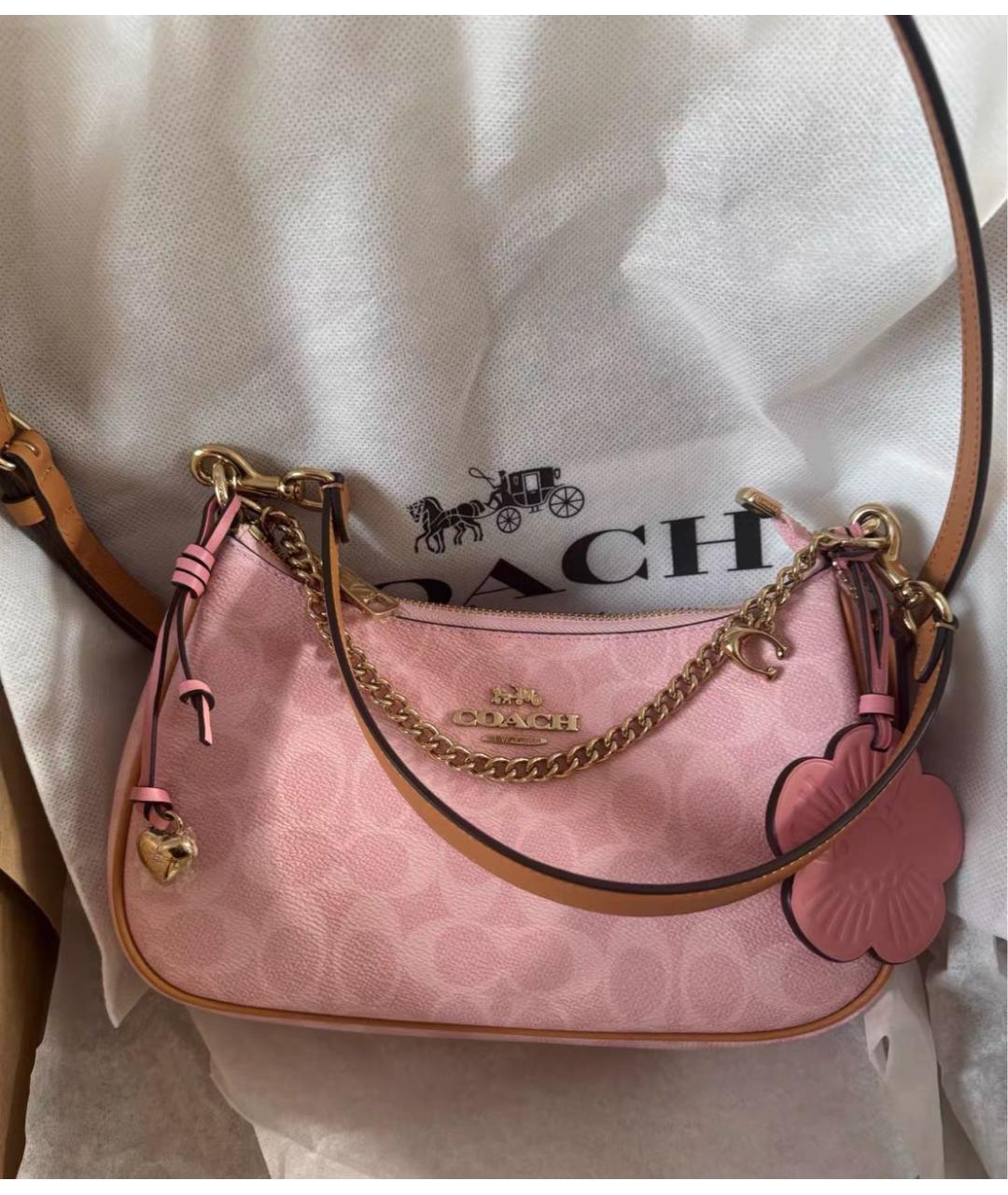 COACH Розовая сумка через плечо, фото 7