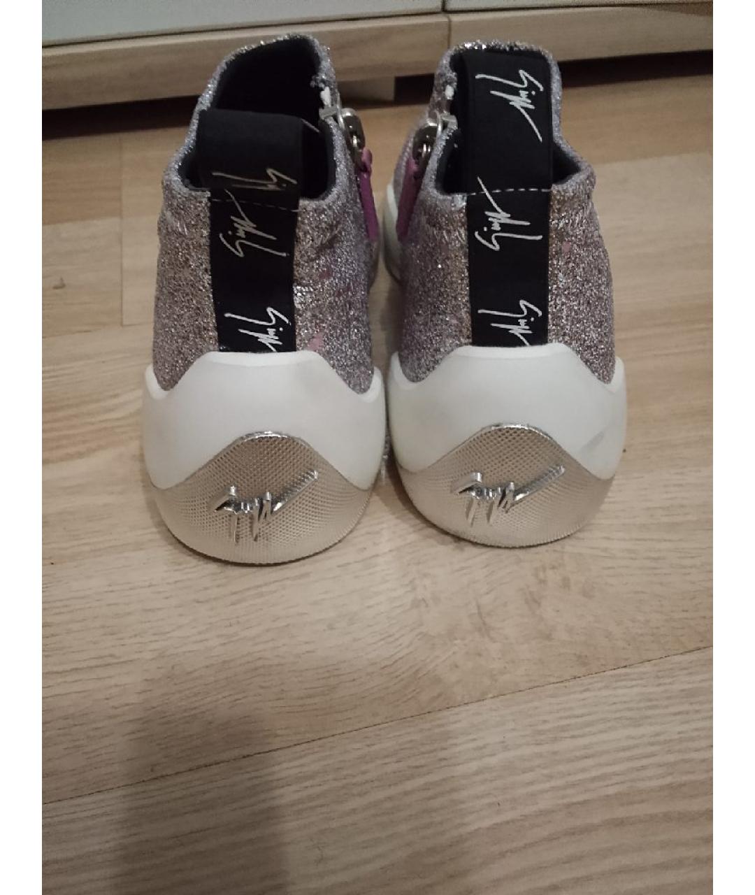 GIUSEPPE ZANOTTI DESIGN Серебряные текстильные кроссовки, фото 4
