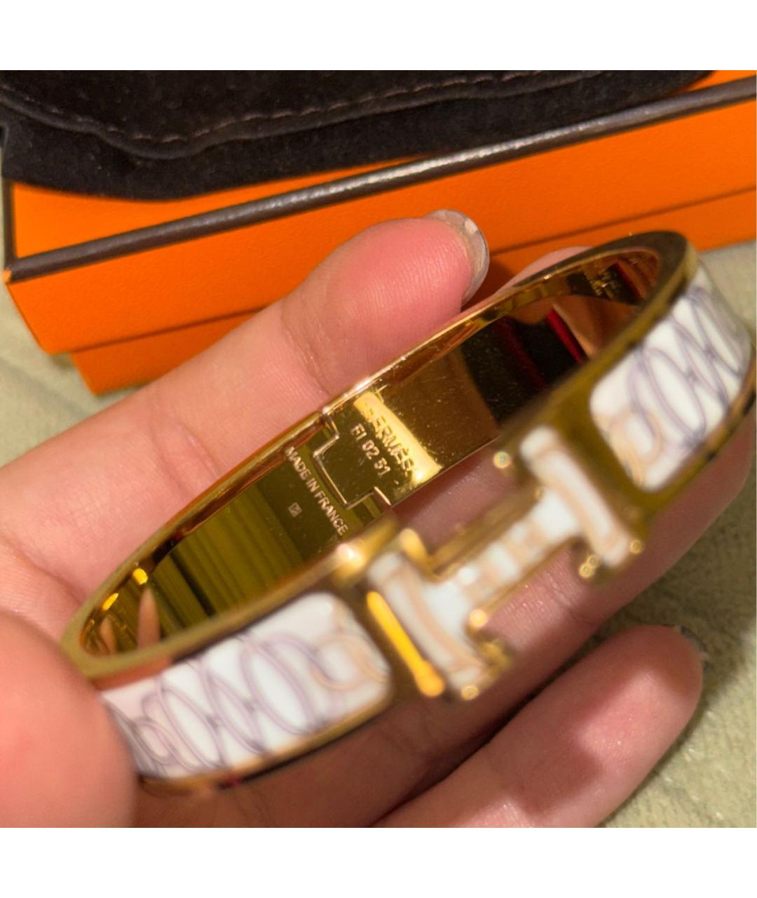 HERMES Бежевый металлический браслет, фото 4