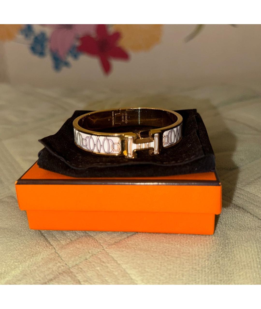 HERMES Бежевый металлический браслет, фото 5