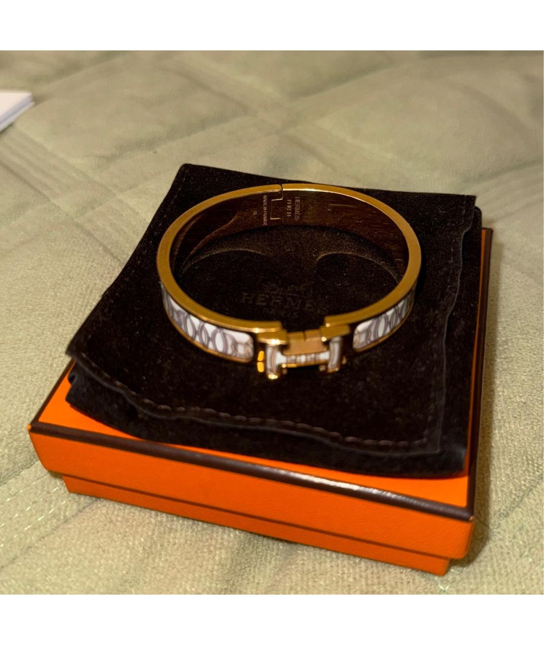 HERMES Бежевый металлический браслет, фото 2