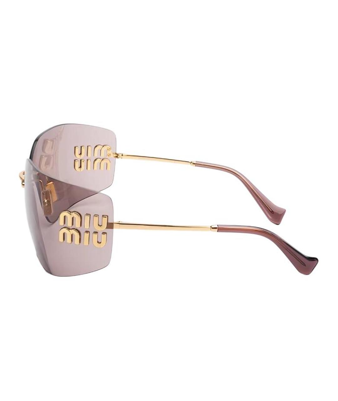 MIU MIU Коричневые металлические солнцезащитные очки, фото 3