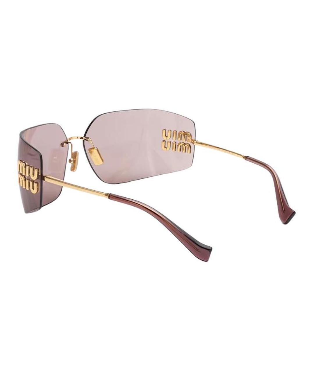 MIU MIU Коричневые металлические солнцезащитные очки, фото 4