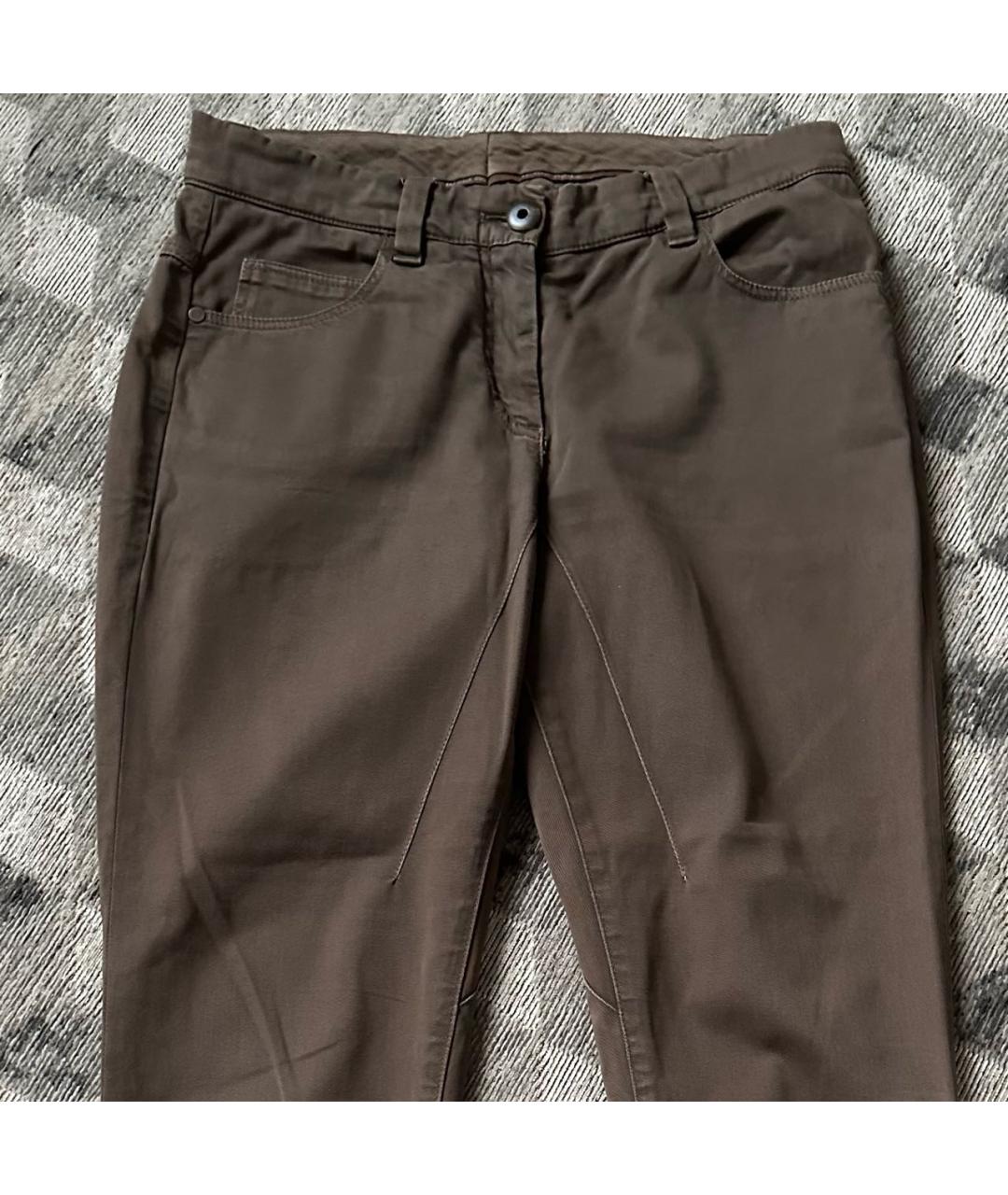 BRUNELLO CUCINELLI Хаки хлопковые брюки узкие, фото 7