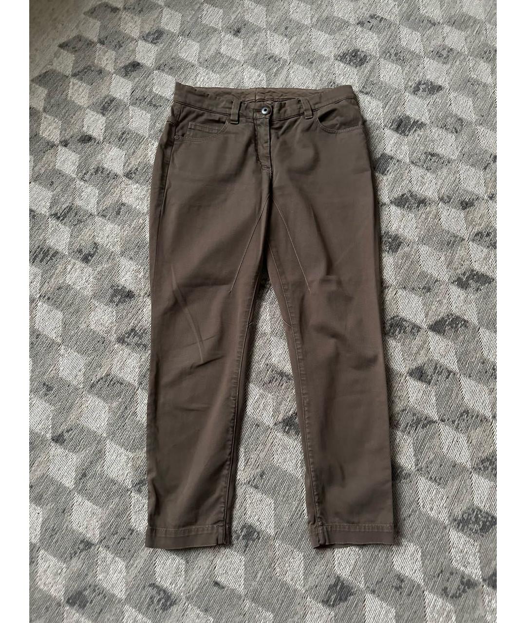 BRUNELLO CUCINELLI Хаки хлопковые брюки узкие, фото 8