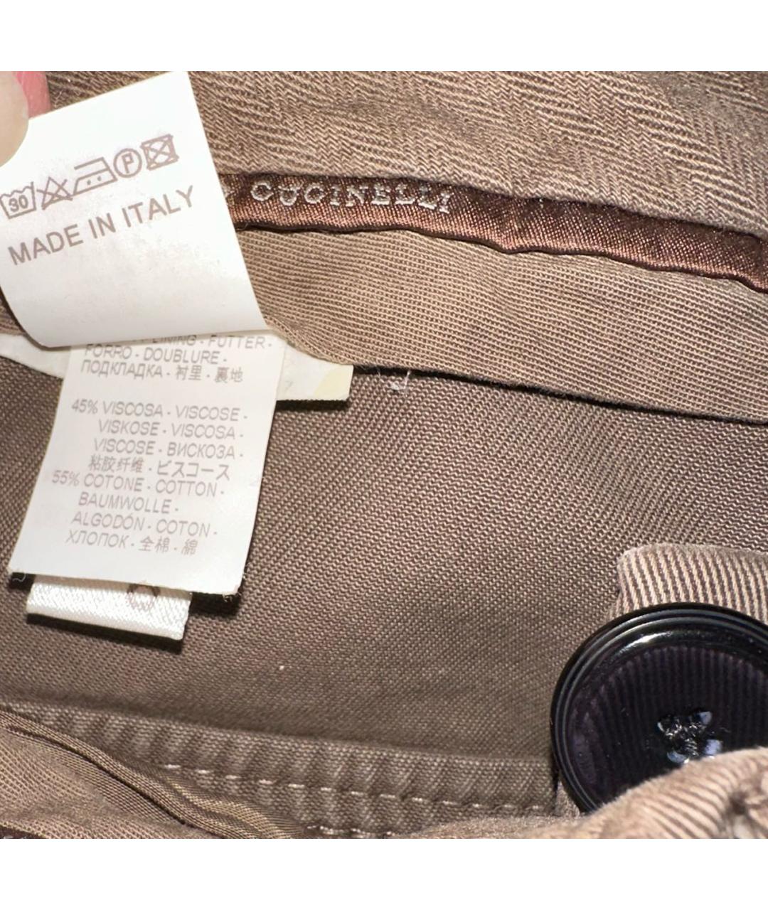 BRUNELLO CUCINELLI Хаки хлопковые брюки узкие, фото 5