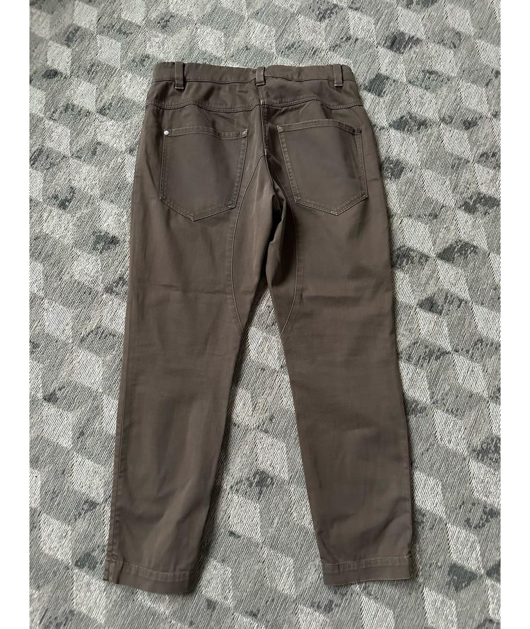 BRUNELLO CUCINELLI Хаки хлопковые брюки узкие, фото 2