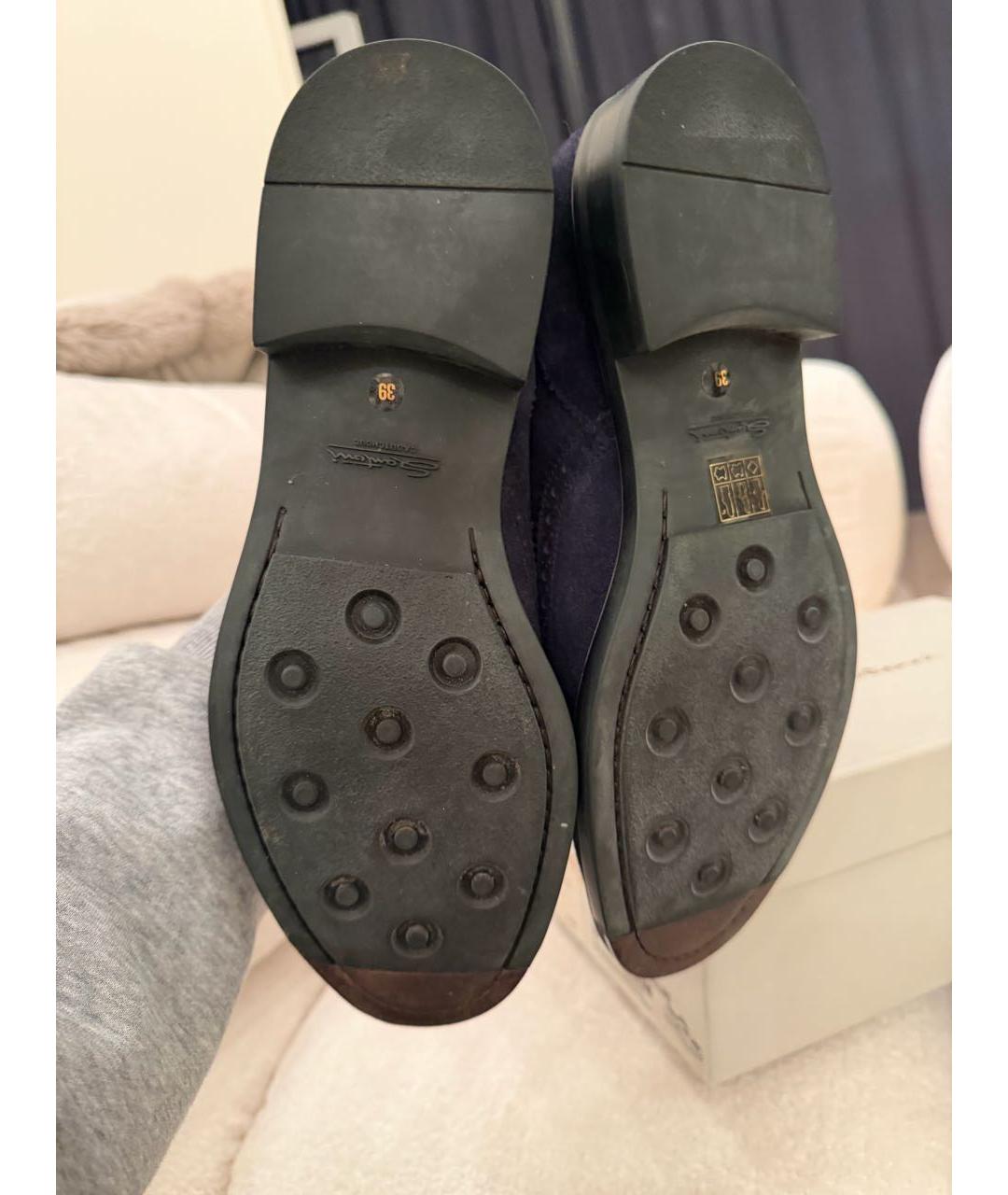 SANTONI Темно-синие замшевые брогги и оксфорды, фото 6