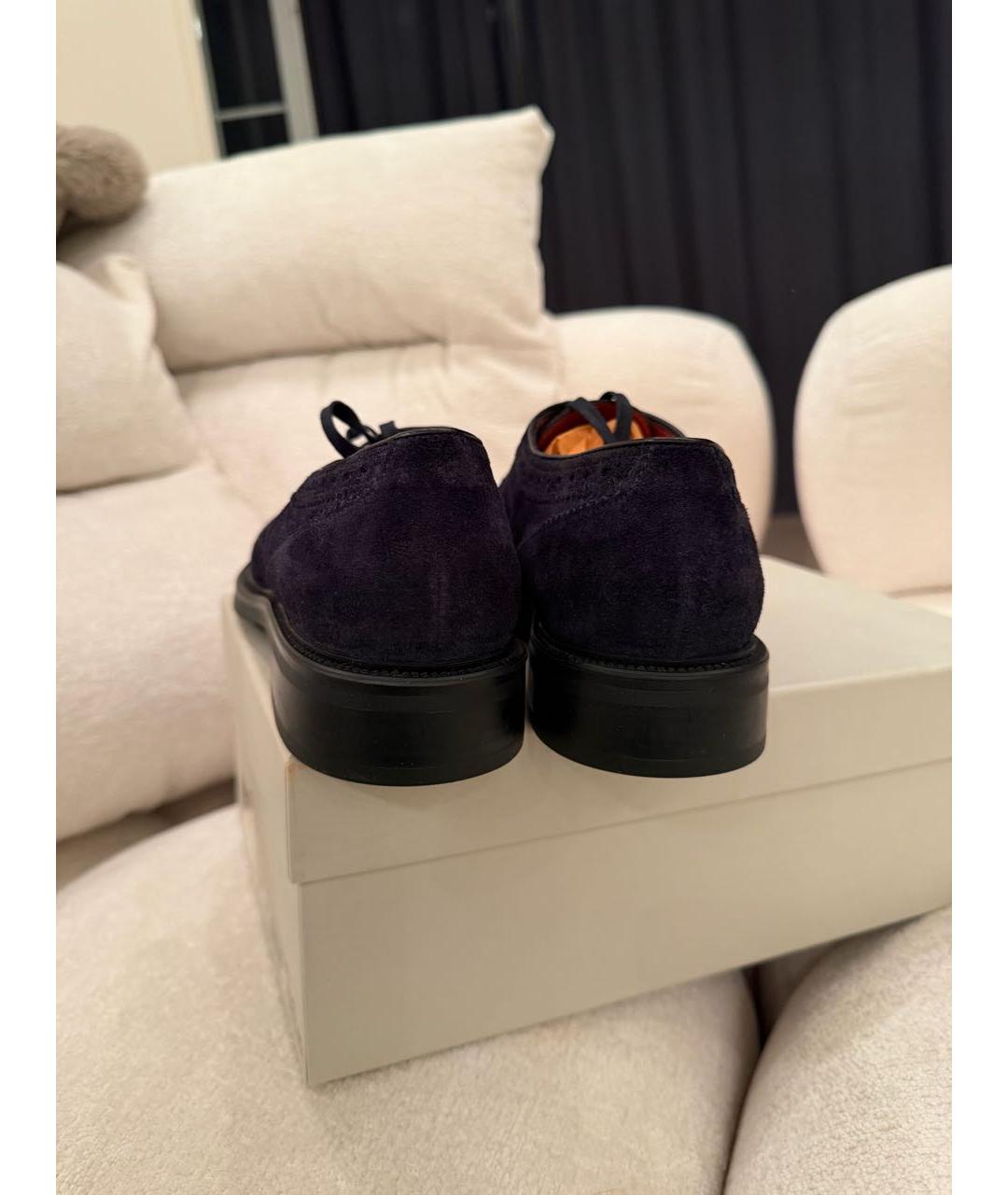 SANTONI Темно-синие замшевые брогги и оксфорды, фото 5