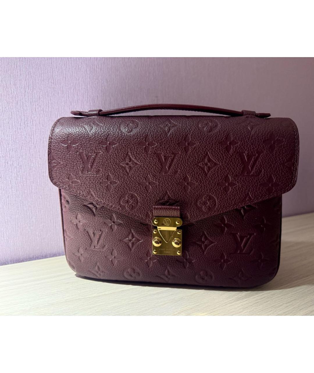 LOUIS VUITTON Бордовая кожаная сумка через плечо, фото 5