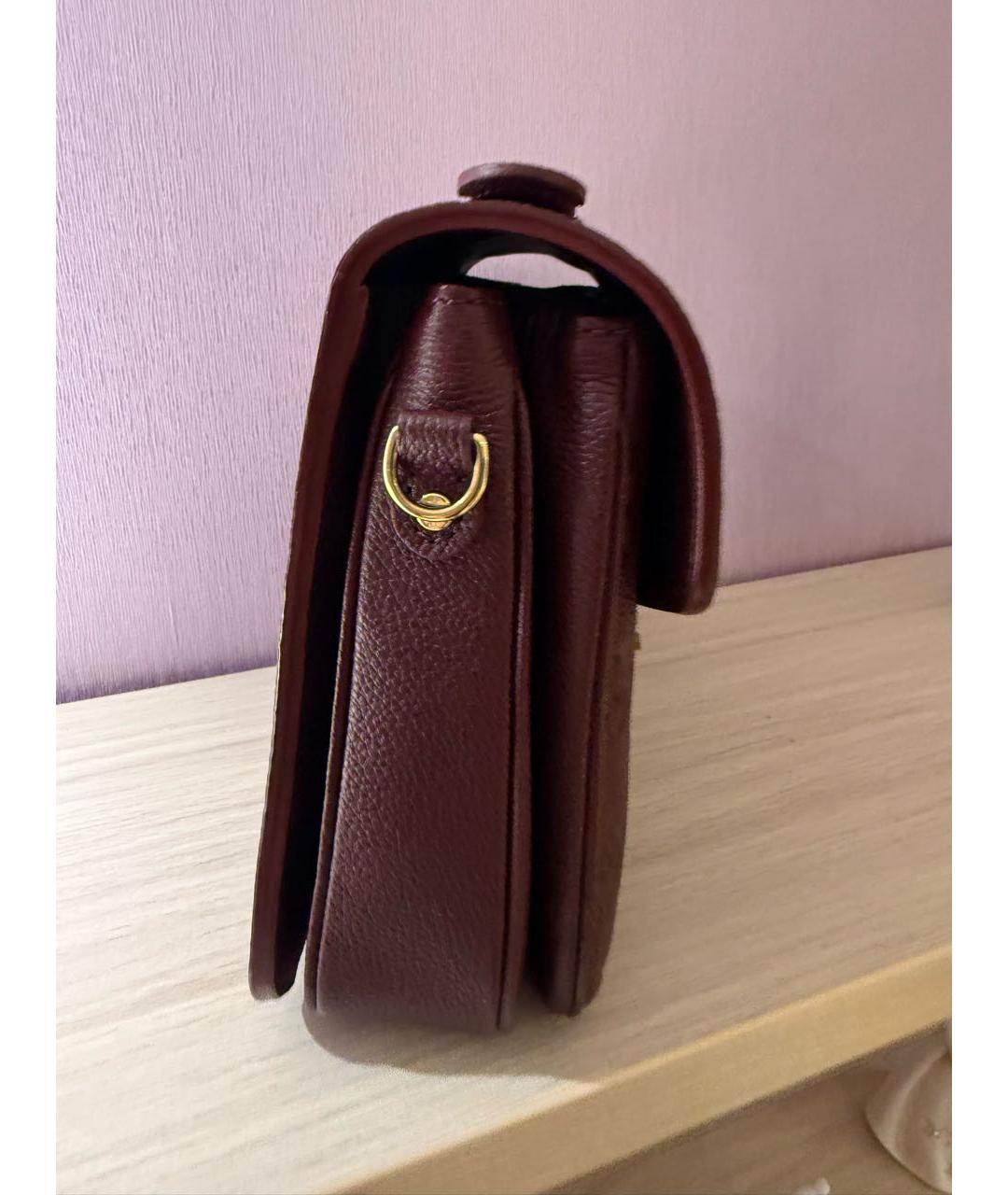 LOUIS VUITTON Бордовая кожаная сумка через плечо, фото 2