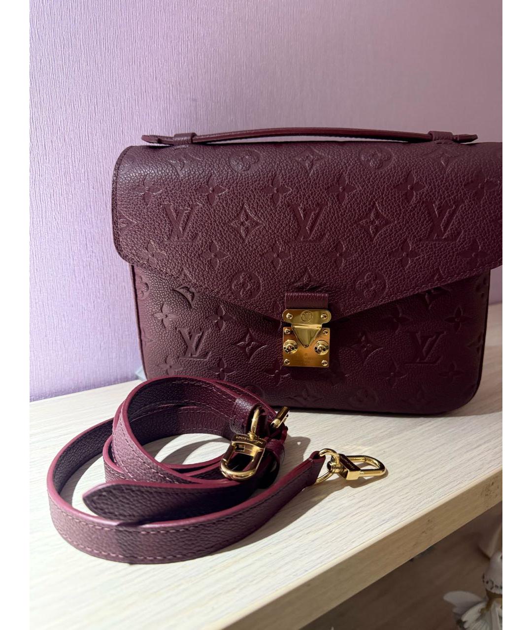 LOUIS VUITTON Бордовая кожаная сумка через плечо, фото 6