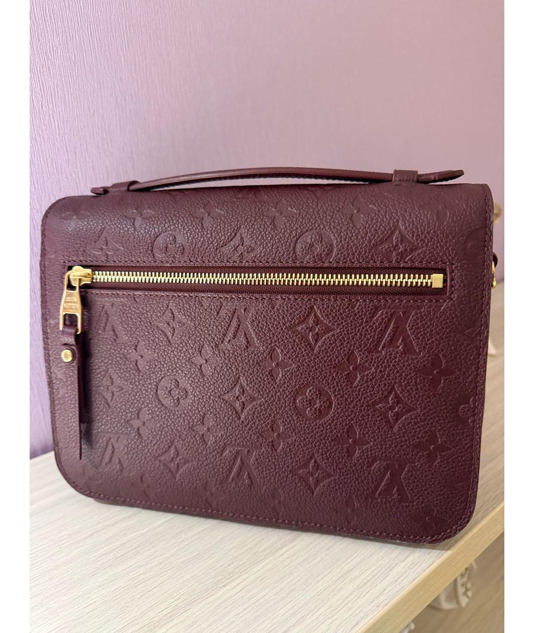 LOUIS VUITTON Бордовая кожаная сумка через плечо, фото 3