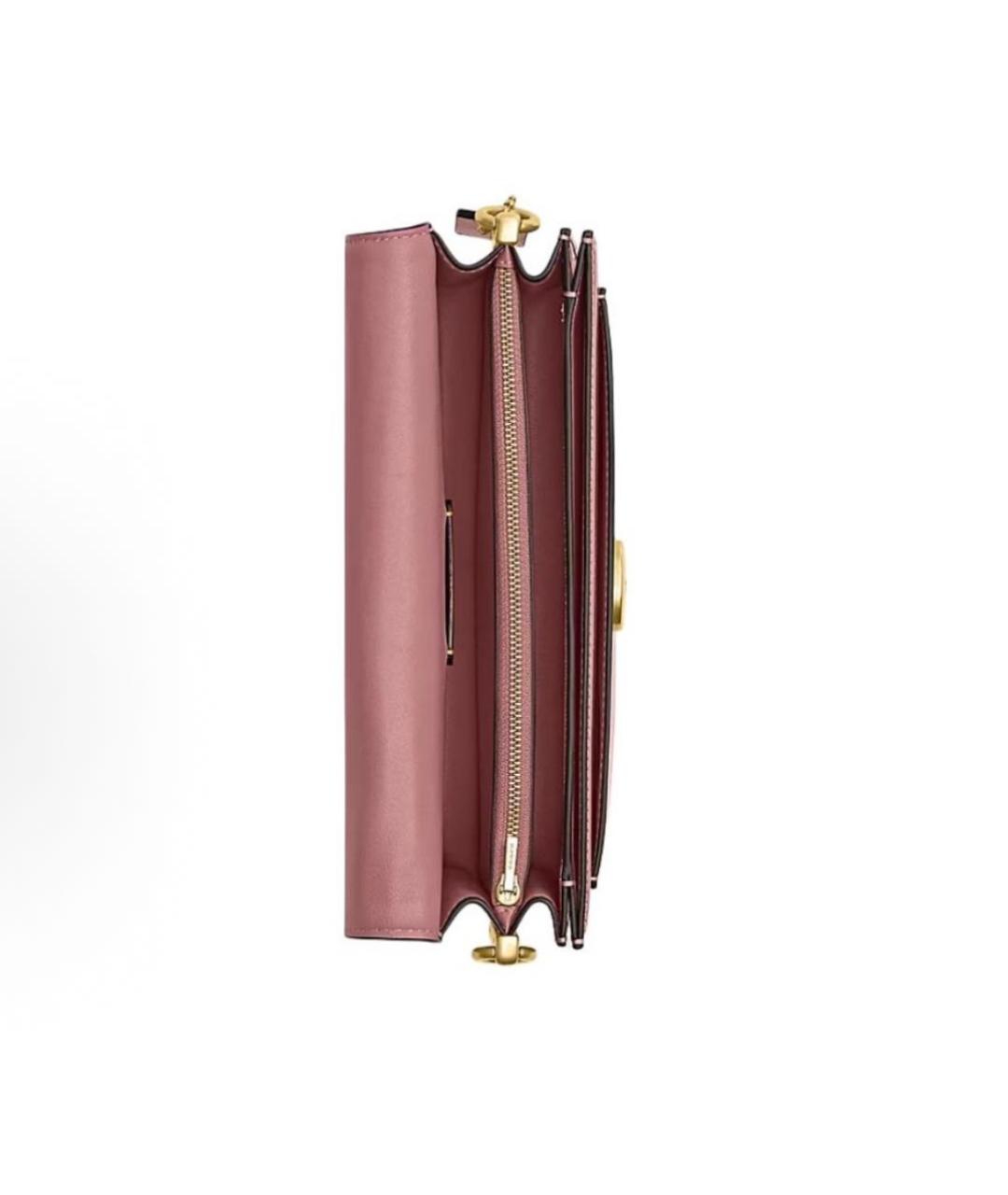 COACH Розовая кожаная сумка через плечо, фото 4