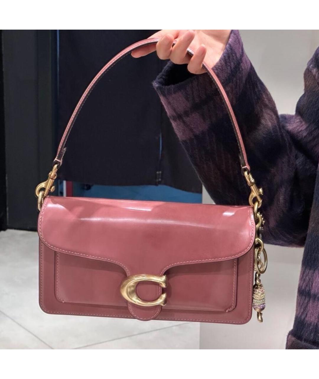 COACH Розовая кожаная сумка через плечо, фото 8