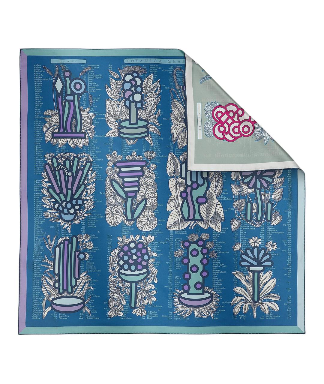 HERMES Синий шелковый платок, фото 2