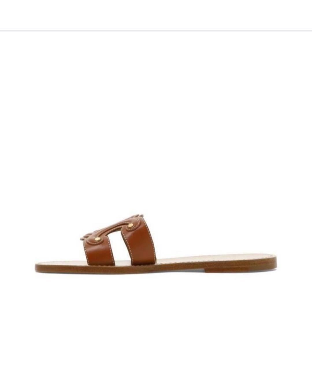 CELINE Коричневые кожаные шлепанцы, фото 9