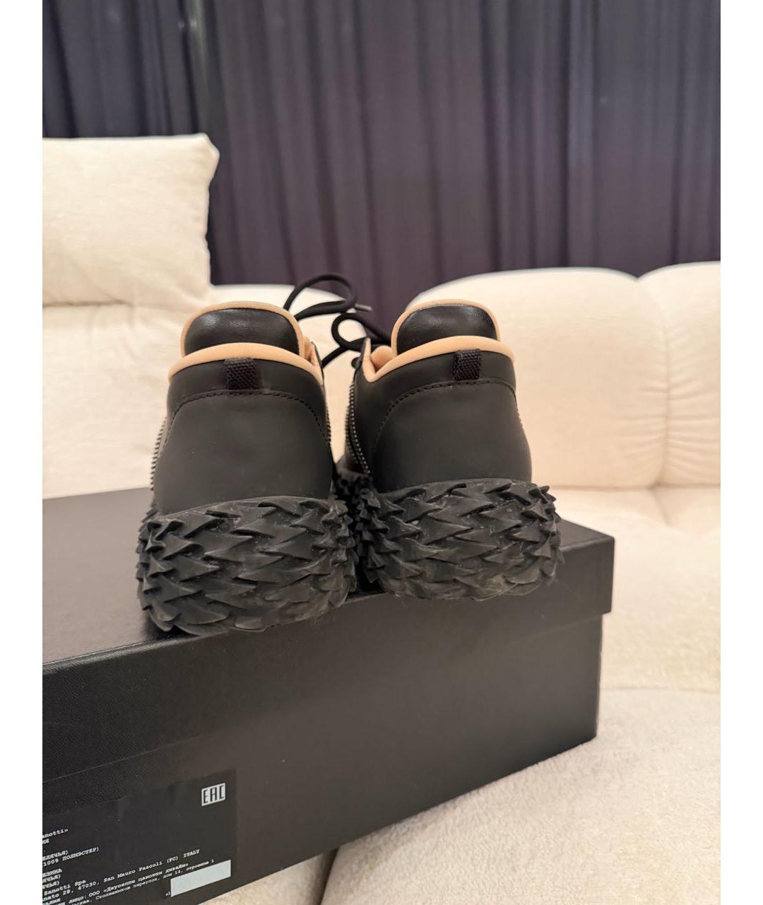 GIUSEPPE ZANOTTI DESIGN Черные кожаные кроссовки, фото 4