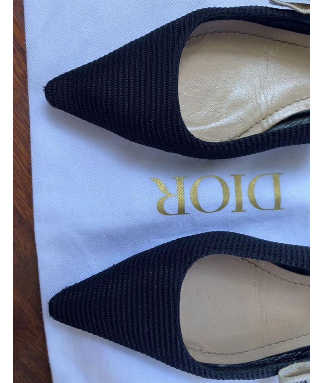 CHRISTIAN DIOR Черные текстильные балетки, фото 4