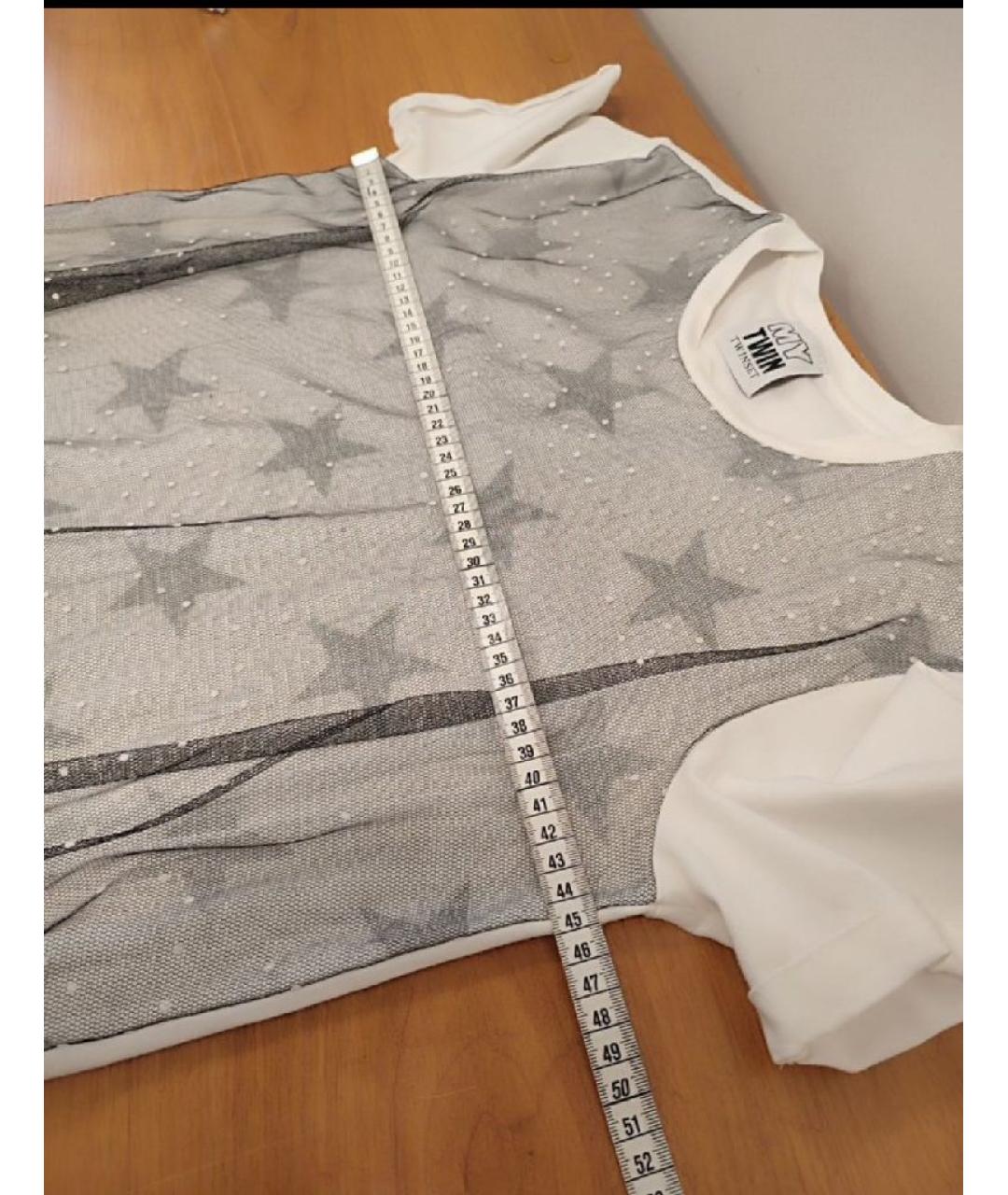 TWIN-SET Белая хлопковая футболка, фото 8