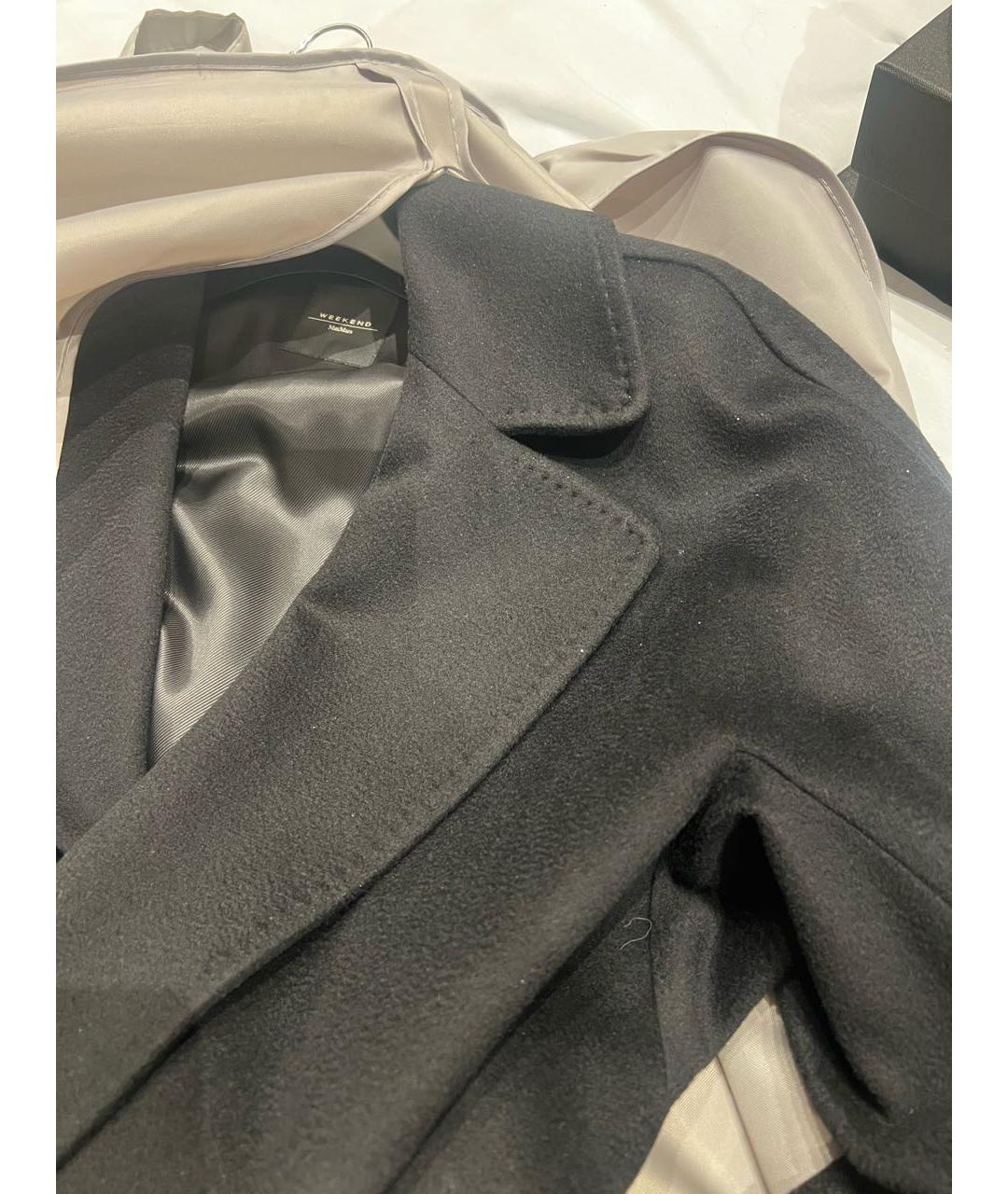WEEKEND MAX MARA Черное шерстяное пальто, фото 3