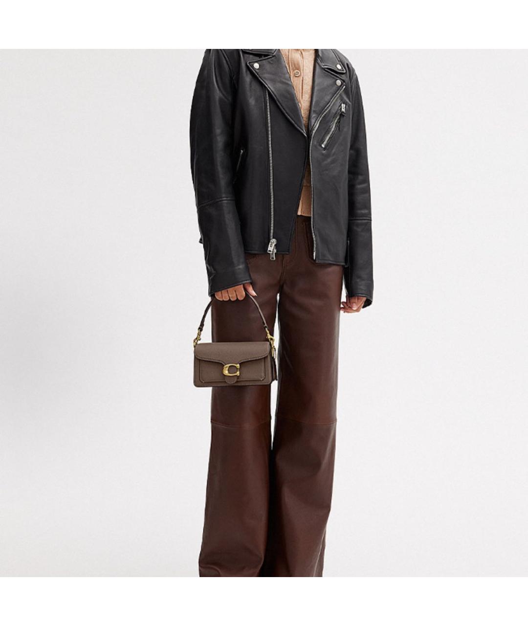 COACH Бежевая кожаная сумка с короткими ручками, фото 3