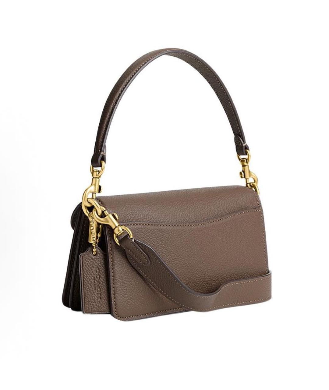 COACH Бежевая кожаная сумка с короткими ручками, фото 7