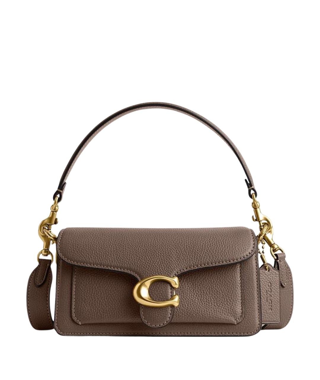 COACH Бежевая кожаная сумка с короткими ручками, фото 1