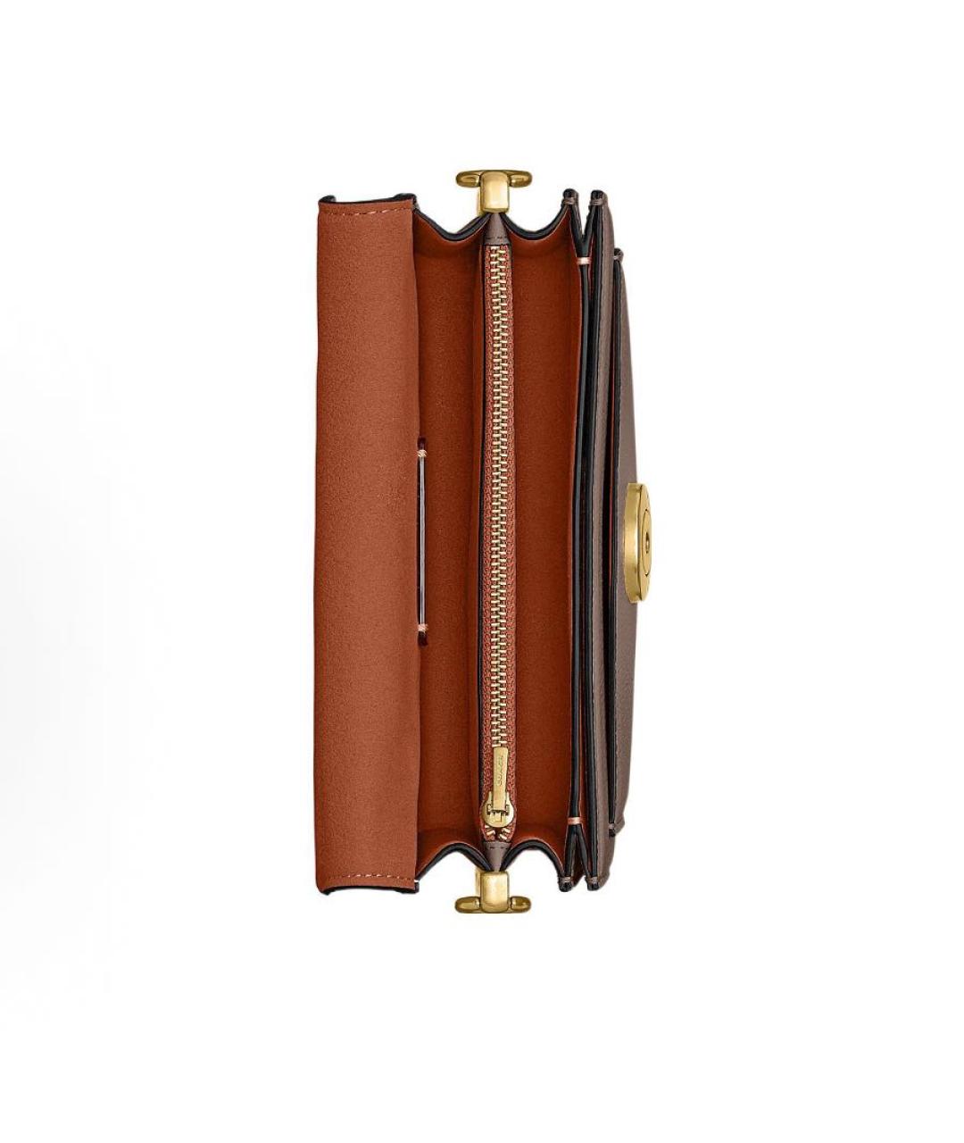 COACH Бежевая кожаная сумка с короткими ручками, фото 6