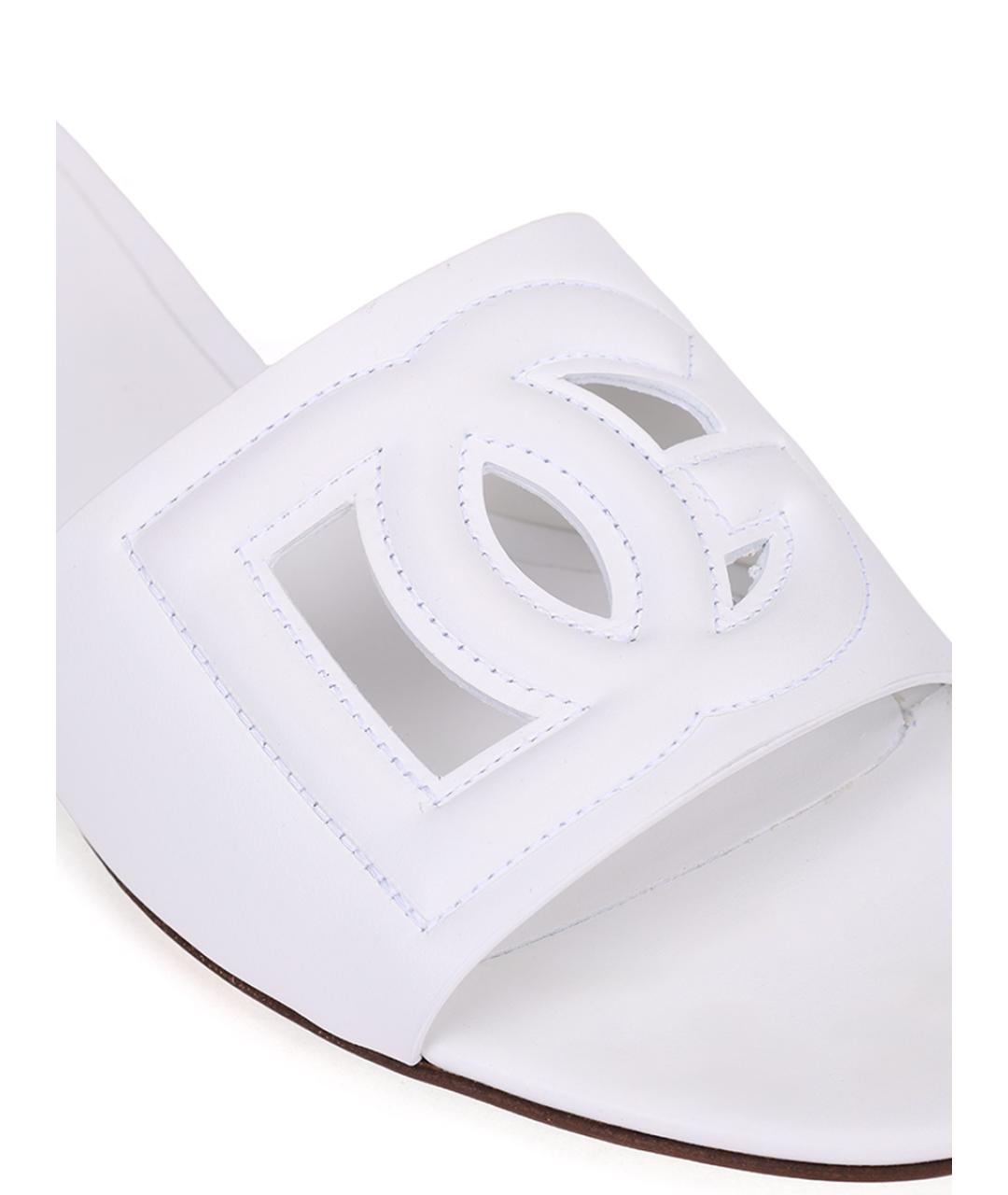 DOLCE&GABBANA Белые кожаные шлепанцы, фото 4