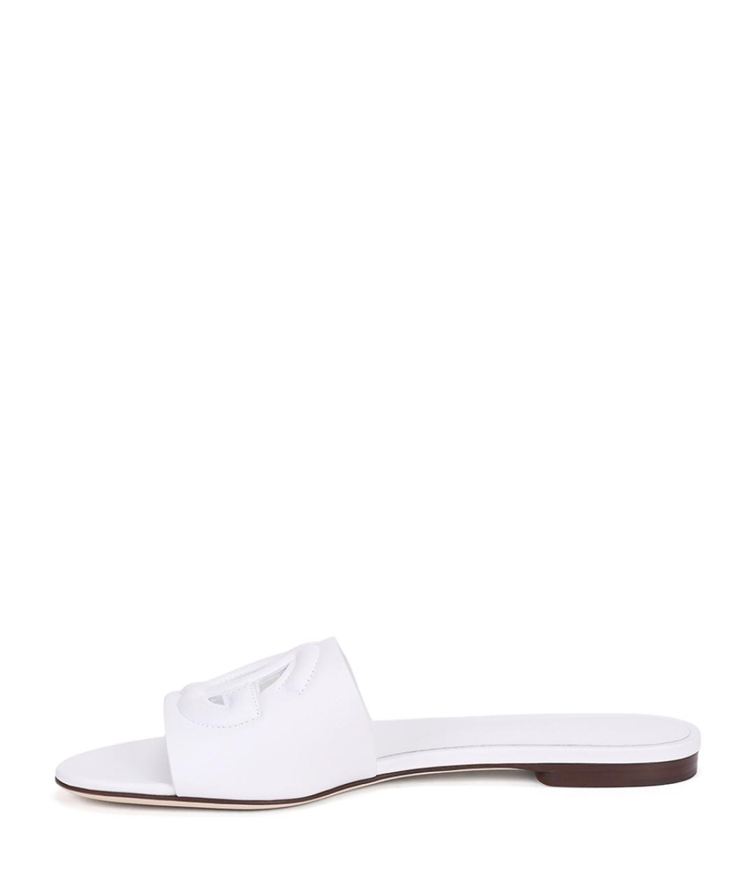DOLCE&GABBANA Белые кожаные шлепанцы, фото 2