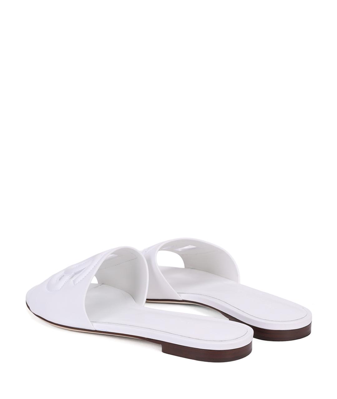 DOLCE&GABBANA Белые кожаные шлепанцы, фото 3