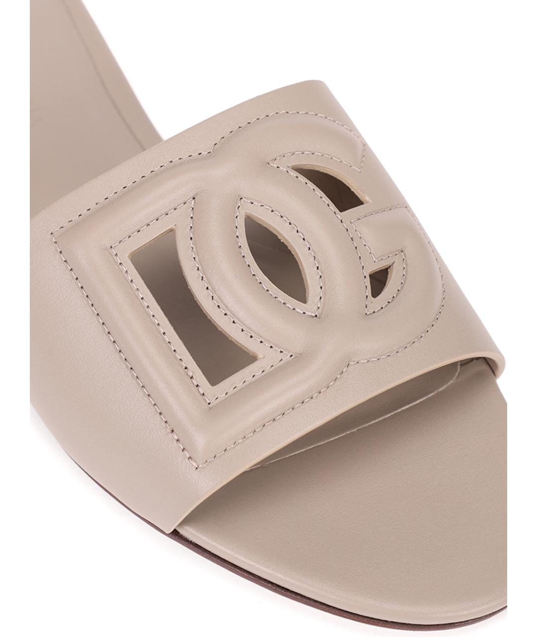 DOLCE&GABBANA Серые кожаные шлепанцы, фото 5