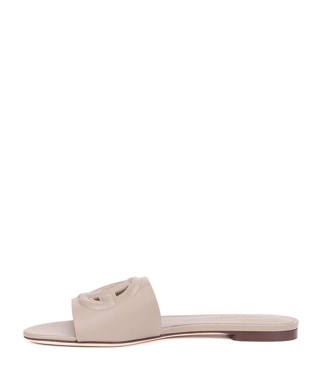 DOLCE&GABBANA Серые кожаные шлепанцы, фото 3