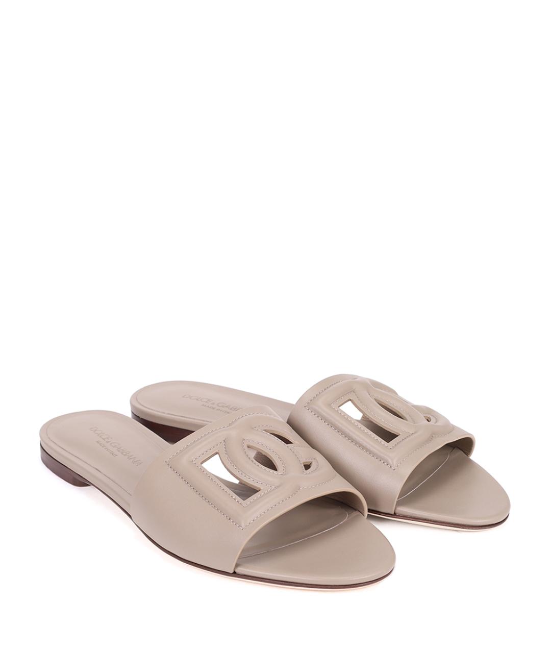 DOLCE&GABBANA Серые кожаные шлепанцы, фото 2