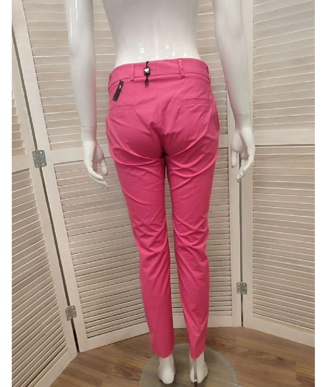 TWIN-SET Розовые хлопко-эластановые брюки узкие, фото 2