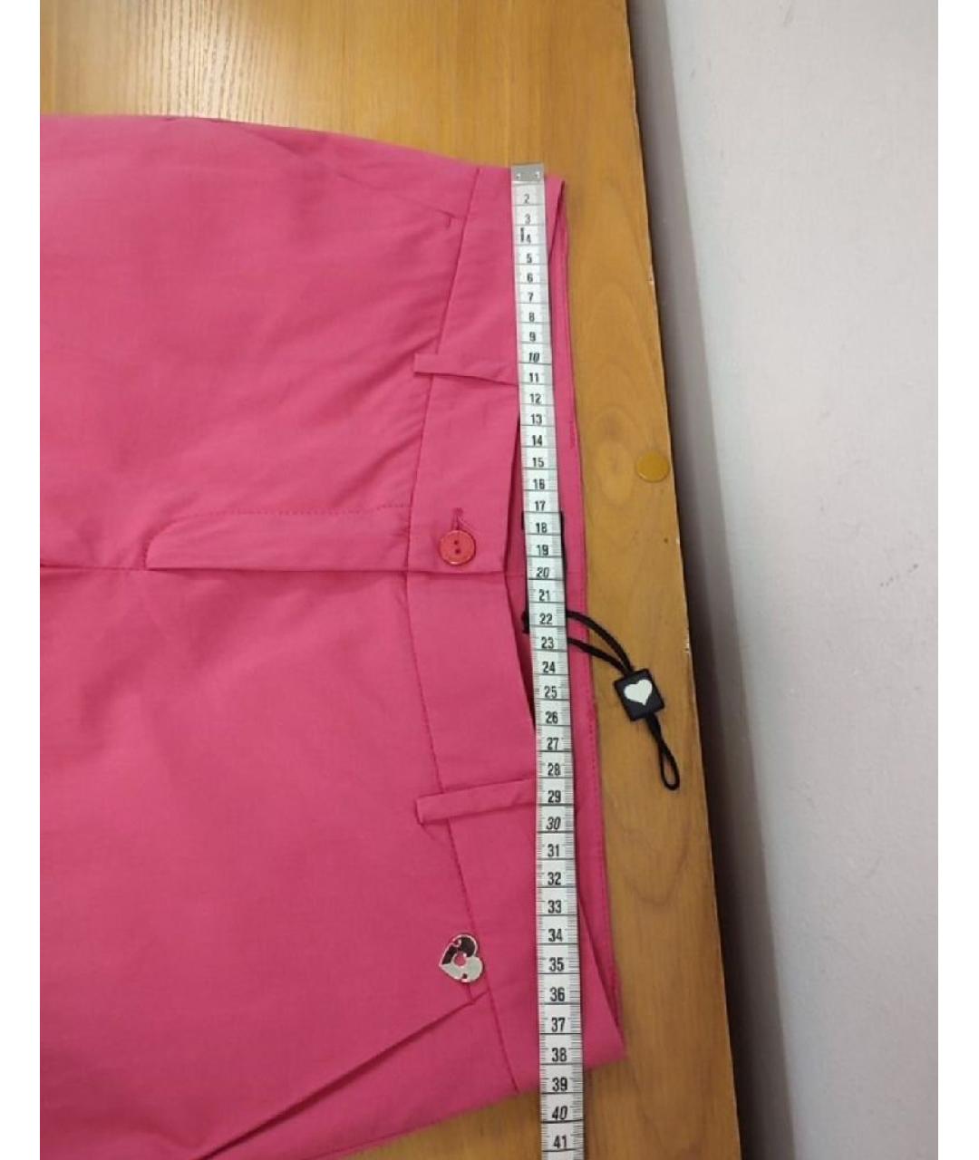 TWIN-SET Розовые хлопко-эластановые брюки узкие, фото 5