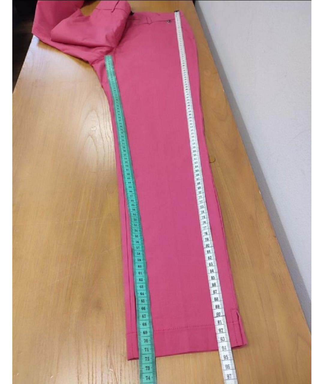 TWIN-SET Розовые хлопко-эластановые брюки узкие, фото 7