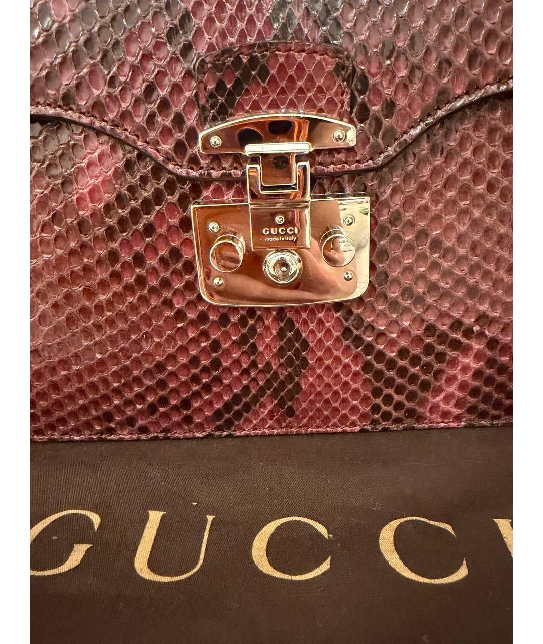GUCCI Бордовая сумка с короткими ручками из экзотической кожи, фото 2