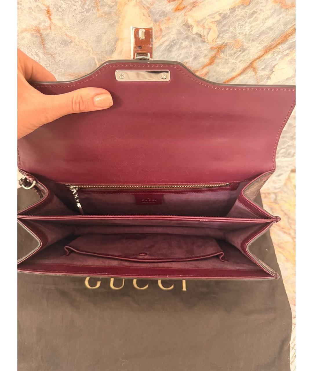 GUCCI Бордовая сумка с короткими ручками из экзотической кожи, фото 4