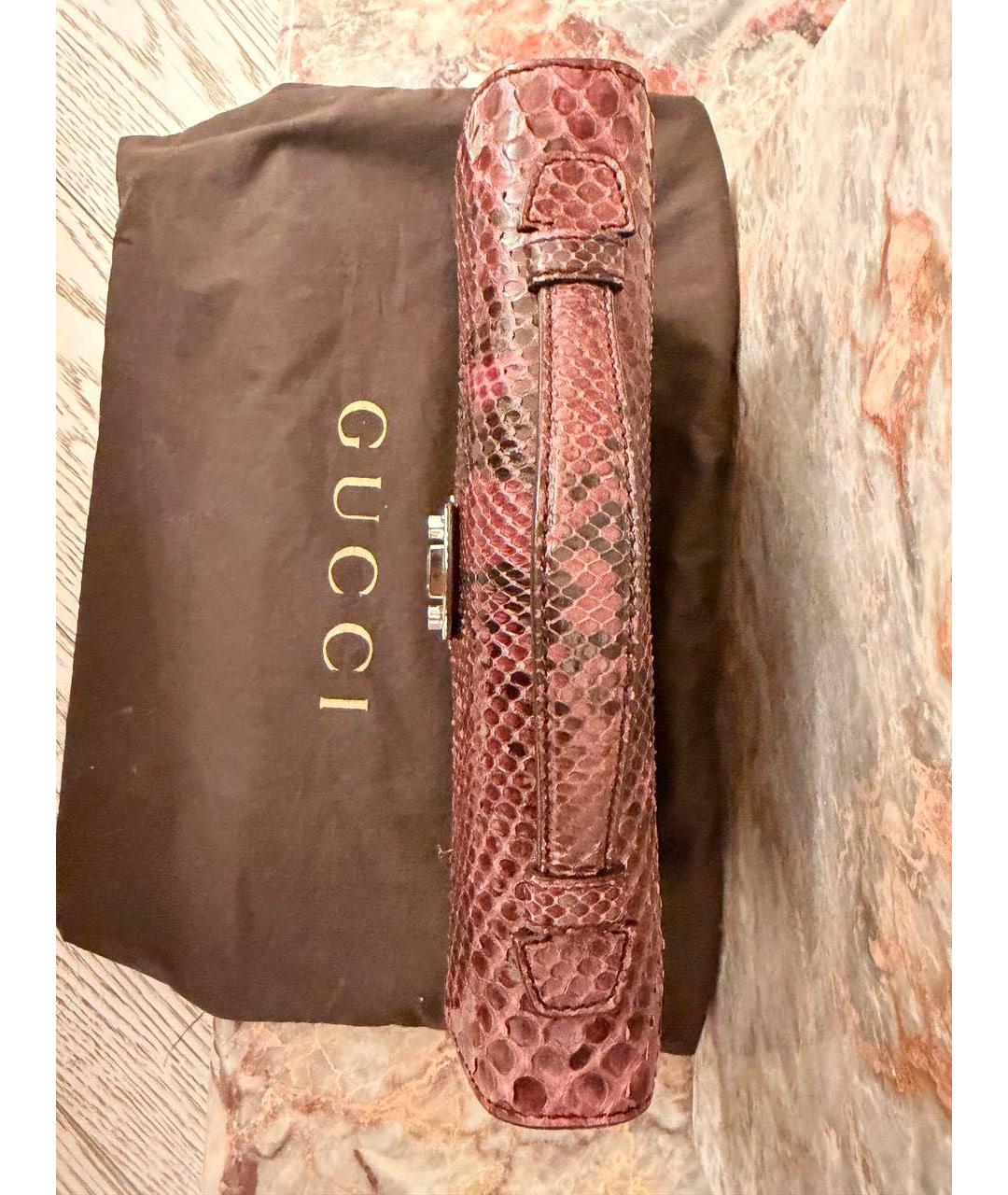 GUCCI Бордовая сумка с короткими ручками из экзотической кожи, фото 6