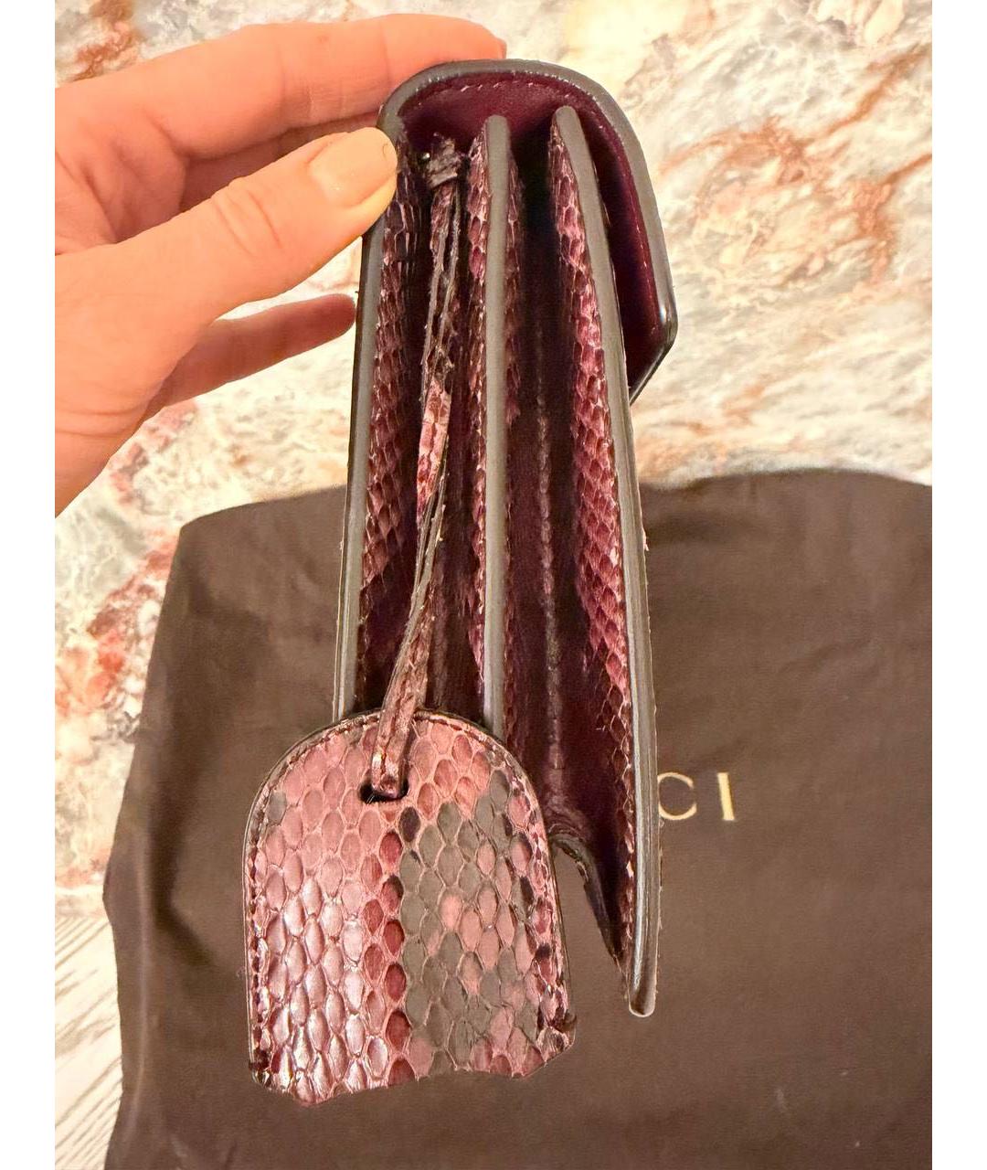 GUCCI Бордовая сумка с короткими ручками из экзотической кожи, фото 5