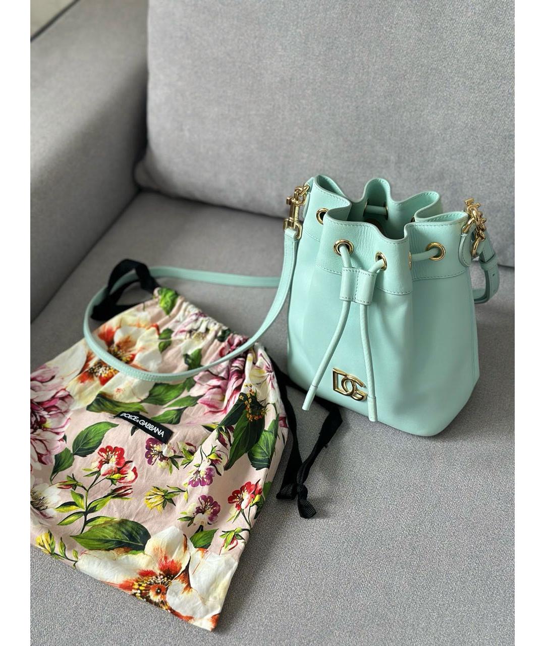 DOLCE&GABBANA Бирюзовая кожаная сумка с короткими ручками, фото 2