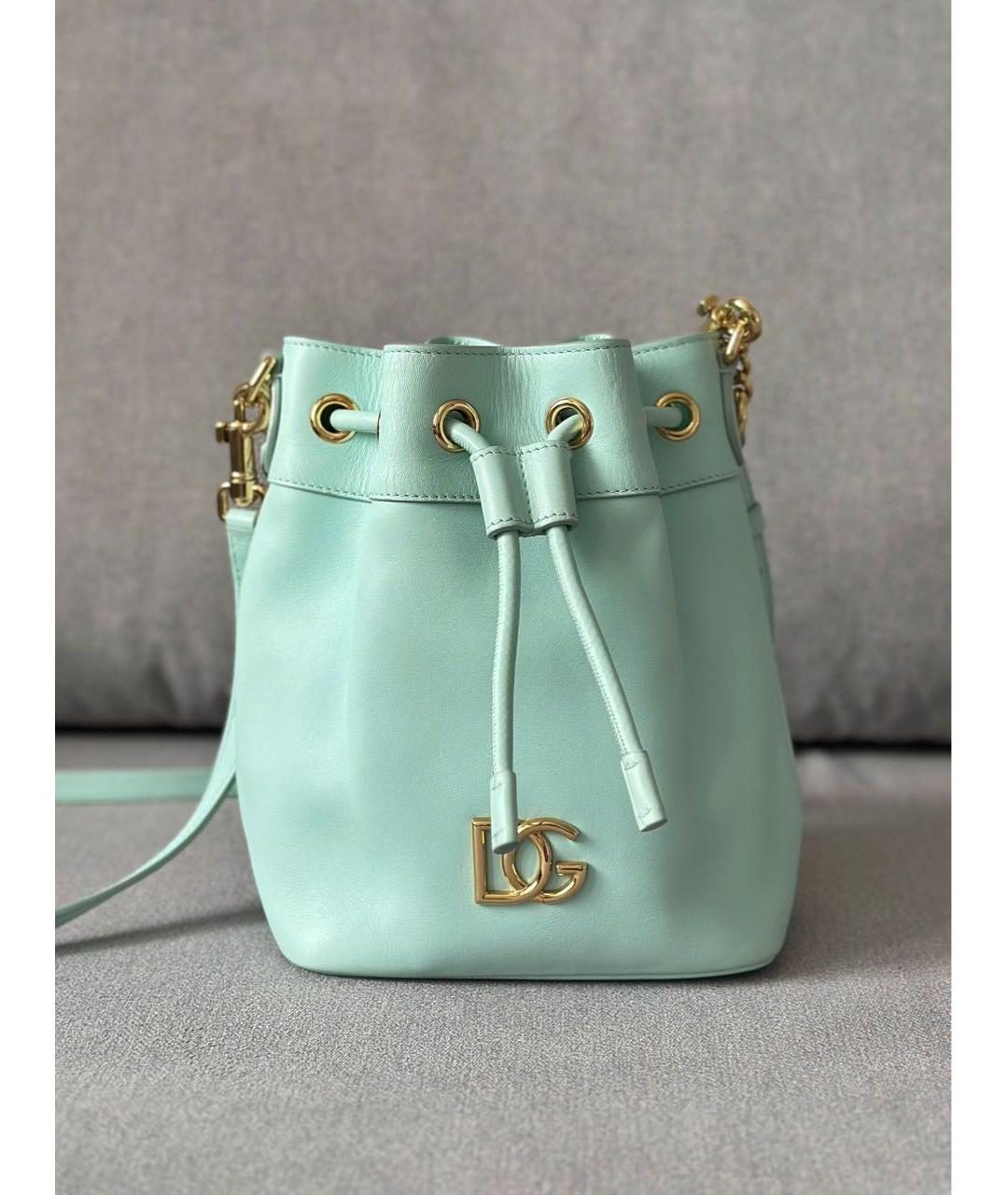 DOLCE&GABBANA Бирюзовая кожаная сумка с короткими ручками, фото 3