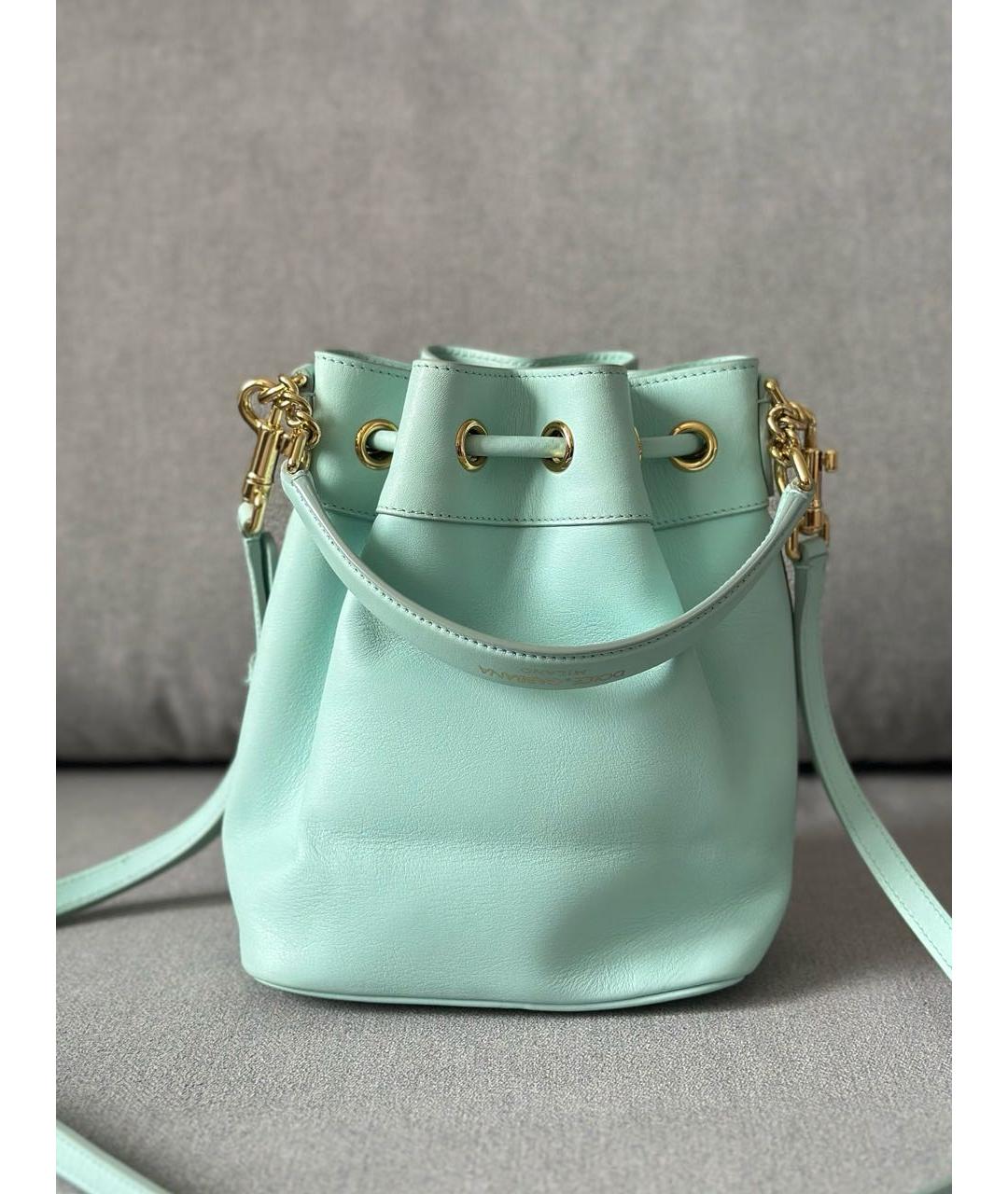 DOLCE&GABBANA Бирюзовая кожаная сумка с короткими ручками, фото 4