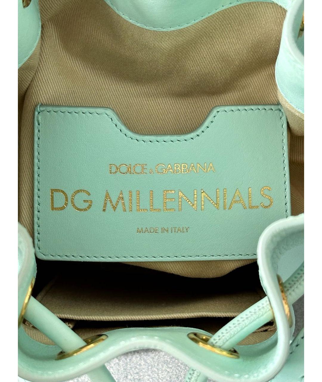 DOLCE&GABBANA Бирюзовая кожаная сумка с короткими ручками, фото 7