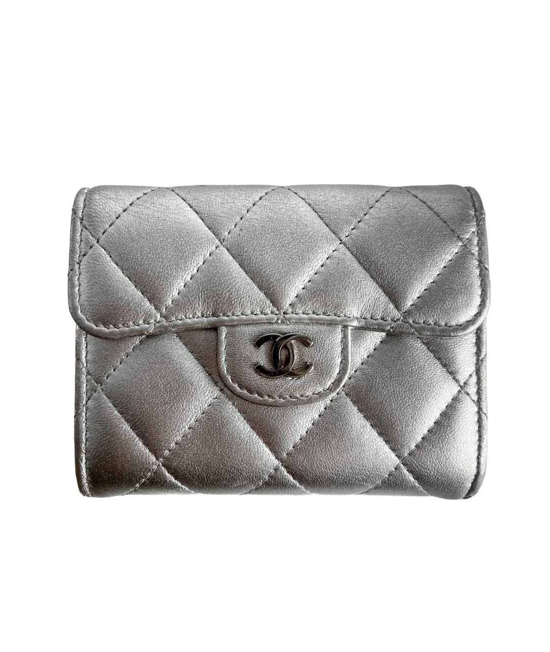 CHANEL Серебрянный кожаный кошелек, фото 4