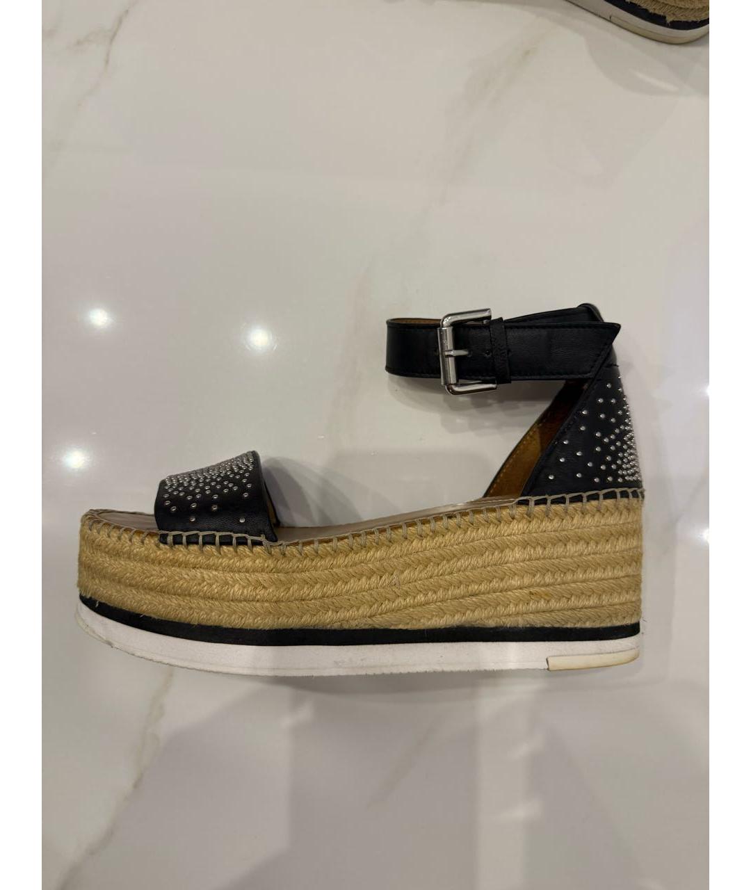 SEE BY CHLOE Черные кожаные эспадрильи, фото 2